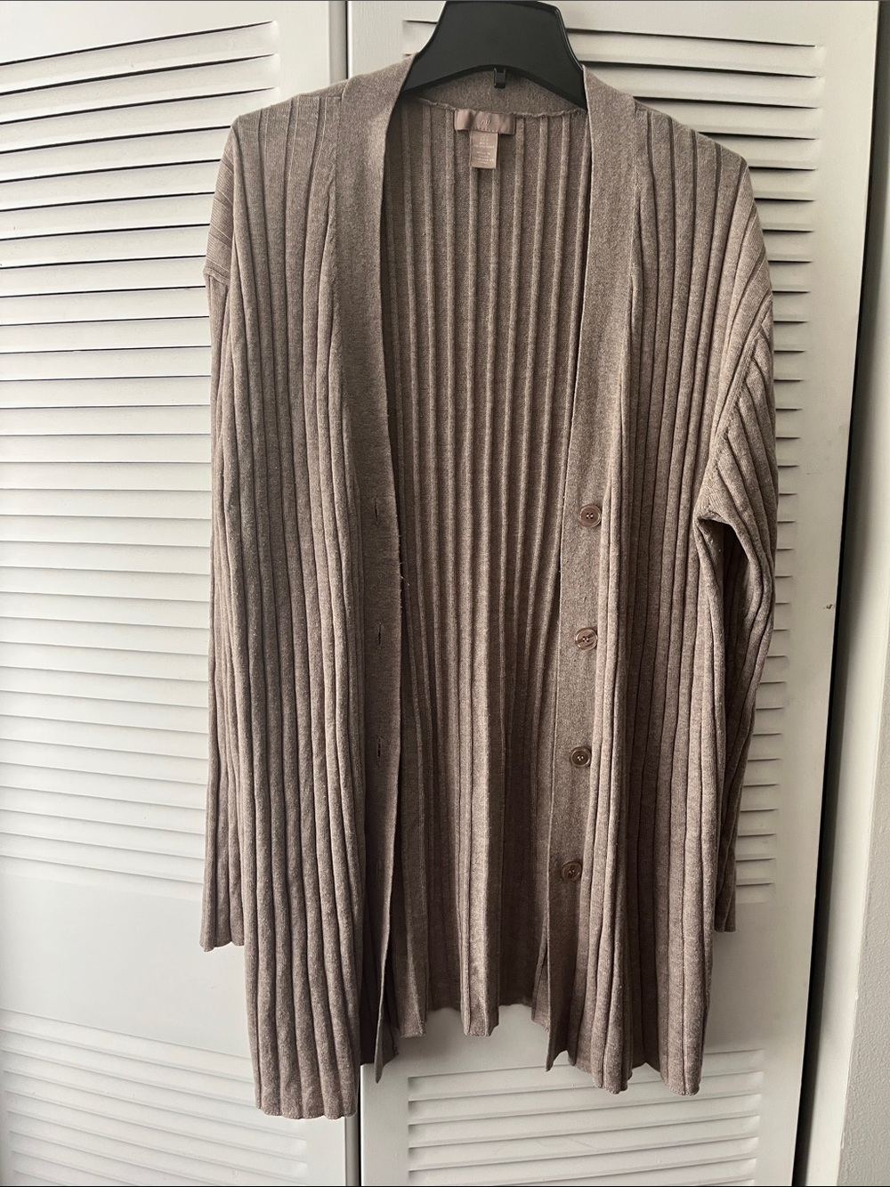 H&M Ribbed Large Front Button Down Cardigan - Taupe Brown